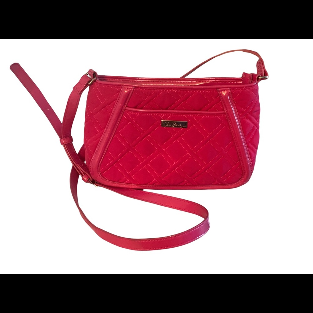 EUC Vera Bradley Barbiecore Hot Pink Crossbody Purse Quilted with Patent Accents